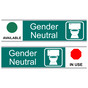 Green Gender Neutral (Available/In Use) Sliding Engraved Sign EGRE-25526-SYM-SLIDE_White_on_Green
