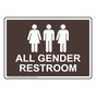 Dark Brown All Gender Restroom Sign With Symbol RRE-25290-White_on_DarkBrown