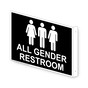 Projection-Mount Black ALL GENDER RESTROOM Sign With Symbol