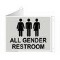 Gray Triangle-Mount ALL GENDER RESTROOM Sign With Symbol