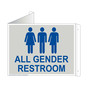 Pearl Gray Triangle-Mount ALL GENDER RESTROOM Sign With Symbol