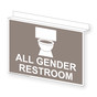 Taupe Ceiling-Mount ALL GENDER RESTROOM Sign RRE-25299Ceiling-White_on_Taupe