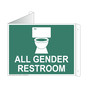 Pine Green Triangle-Mount ALL GENDER RESTROOM Sign With Symbol