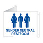 White Triangle-Mount GENDER NEUTRAL RESTROOM Sign With Symbol