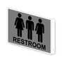 Projection-Mount Gray RESTROOM Sign With Symbol RRE-25344Proj-Black_on_Gray