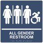 Square Navy Braille ALL GENDER RESTROOM Sign with Dynamic Accessibility Symbol RRE-25416R-99_White_on_Navy