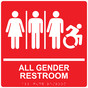 Square Red Braille ALL GENDER RESTROOM Sign with Dynamic Accessibility Symbol RRE-25416R-99_White_on_Red