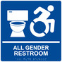 Square Blue Braille ALL GENDER RESTROOM Sign with Dynamic Accessibility Symbol RRE-25425R-99_White_on_Blue