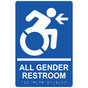 Blue Braille ALL GENDER RESTROOM Left Sign with Dynamic Accessibility Symbol RRE-35207R-White_on_Blue