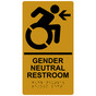 Gold Braille GENDER NEUTRAL RESTROOM Left Sign with Dynamic Accessibility Symbol RRE-35210R-Black_on_Gold