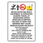 Portrait Never Enter Bin While Equipment Sign With Symbol NHEP-25376