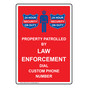 Portrait Property Patrolled By Law Sign With Symbol NHEP-13416