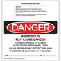 OSHA Danger Asbestos May Cause Cancer Causes Damage To Lungs Barricade Label CS358582