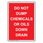 Portrait Do Not Dump Chemicals Or Oils Down Drain Sign NHEP-26983