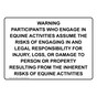 Warning Equine Activities Assume The Risks And Legal Sign NHE-18366