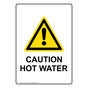 Portrait Caution Hot Water Sign With Symbol NHEP-16475