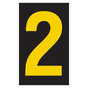 Reflective Yellow-on-Black Number 2 Label in 2 Sizes CS138787