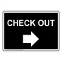 Black CHECK OUT Right Arrow Sign NHE-17836-White_on_Black