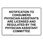Notification To Consumers Physician Assistants Sign NHE-32184