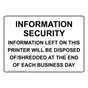 Information Security Information Left On This Sign NHE-32462