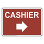 Canyon CASHIER Right Arrow Sign NHE-9645-White_on_Canyon
