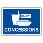 Blue CONCESSIONS Sign With Symbol NHE-9685-White_on_Blue