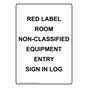 Portrait Red Label Room Non-Classified Equipment Sign NHEP-35590
