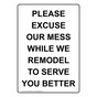 Portrait Please Excuse Our Mess While We Remodel Sign NHEP-37040