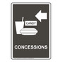 Portrait Charcoal Gray CONCESSIONS Left Sign With Symbol NHEP-9695-White_on_CharcoalGray