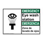 English + Spanish ANSI EMERGENCY Eye Wash Station Sign With Symbol AEI-2926-SPANISH