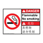 English + Chinese ANSI DANGER Flammable No Smoking Sign With Symbol ADI-15544-CHINESE