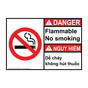 English + Vietnamese ANSI DANGER Flammable No Smoking Sign With Symbol ADI-15544-VIETNAMESE