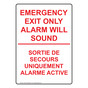 English + French EMERGENCY EXIT ONLY ALARM WILL SOUND Sign NHI-6732-FRENCH