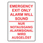 English + German EMERGENCY EXIT ONLY ALARM WILL SOUND Sign NHI-6732-GERMAN