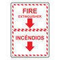 English + Portuguese FIRE EXTINGUISHER Sign With Symbol