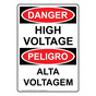English + Portuguese OSHA DANGER High Voltage Sign ODI-3686-PORTUGUESE