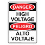 English + Spanish OSHA DANGER High Voltage Sign ODI-3686-SPANISH