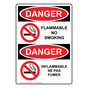 English + French OSHA DANGER Flammable No Smoking Sign With Symbol ODI-15544-FRENCH