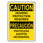 English + Portuguese OSHA CAUTION Hearing Protection Sign OCI-3616-PORTUGUESE