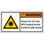 ISO Check For UV And HEV Hazard Levels Sign With Symbol IWE-26530