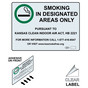 Kansas Smoking In Designated Areas Only Label With Front Adhesive NHE-10820-Kansas-Reverse