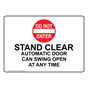 Stand Clear Automatic Door Can Swing Sign With Symbol NHE-28553
