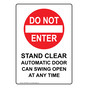 Portrait Stand Clear Automatic Door Sign With Symbol NHEP-28553