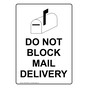 Portrait Do Not Block Mail Delivery Sign With Symbol NHEP-28556