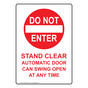Portrait Stand Clear Automatic Door Sign With Symbol NHEP-29353