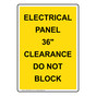 Portrait Electrical Panel 36" Clearance Sign NHEP-32595_YLW