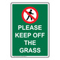 Portrait Please Keep Off The Grass Sign With Symbol NHEP-27325