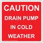 Caution Drain Pump In Cold Weather Label KSW-016