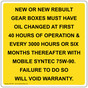 New Or New Rebuilt Gear Boxes Must Label KSW-020