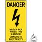 Watch For Wires Ladder Conducts Electricity Label With Symbol NHE-16279